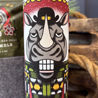 White Chocolate Cranberry Cookie tin with a rhino design