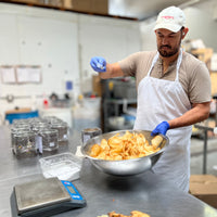 Seasoning the potato chips