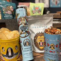 Sister Carol's Chips, Vanilla Polka Dot Cookies, Kiyomi's Granola, Furikake Snack Mix