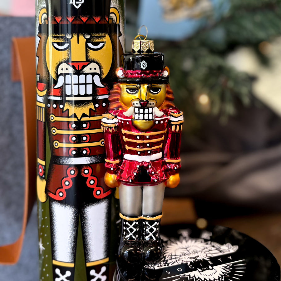 Nutcracker Christmas Ornament with the Ginger Snap Cookie Tin