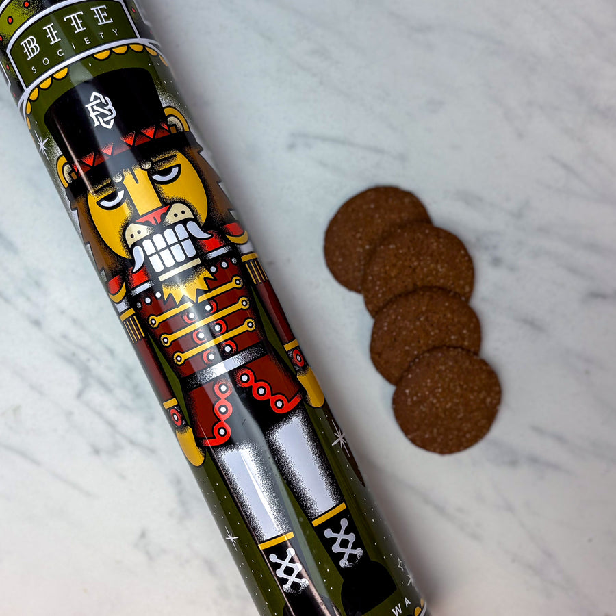 Lion Nutcracker Tin of Ginger Snap Cookies