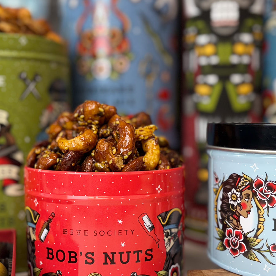Bob's Nuts Red Tin with pirate themed art