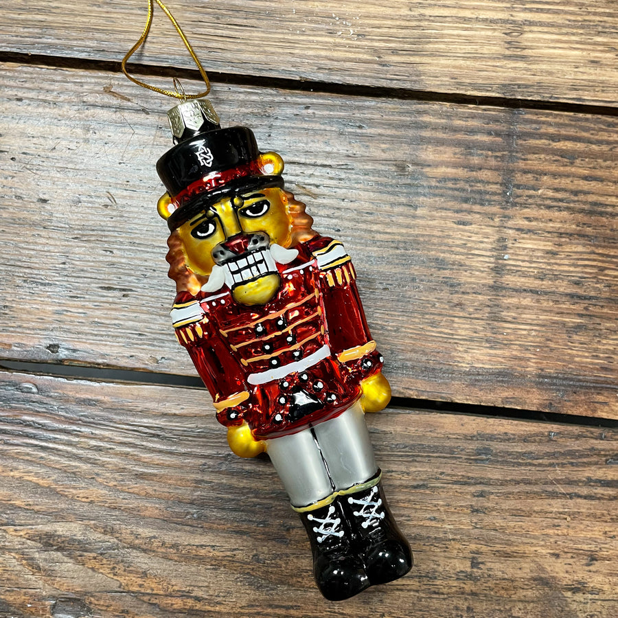 Glass Nutcracker Lion Ornament