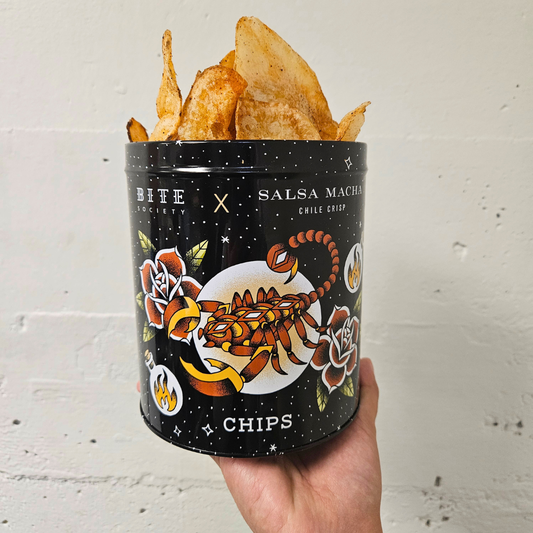 Salsa Macha Kennebec Potato Chip Tin Bite Society