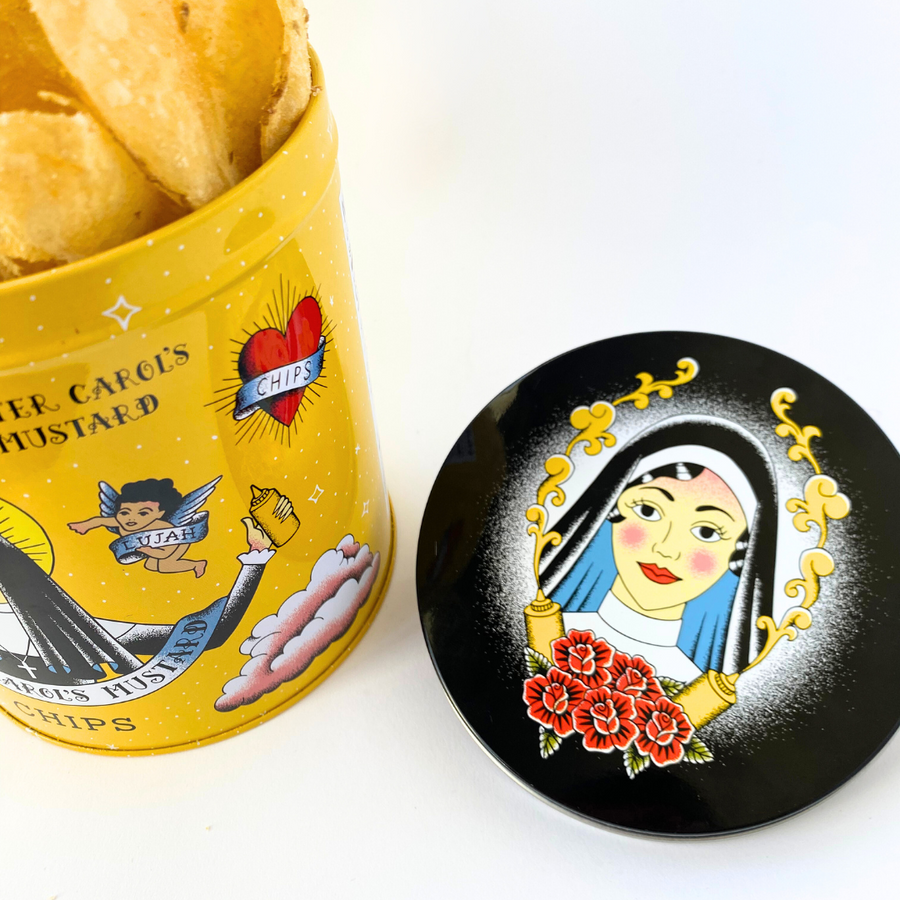 Sister Carol's Mustard Kennebec Potato Chip Tin