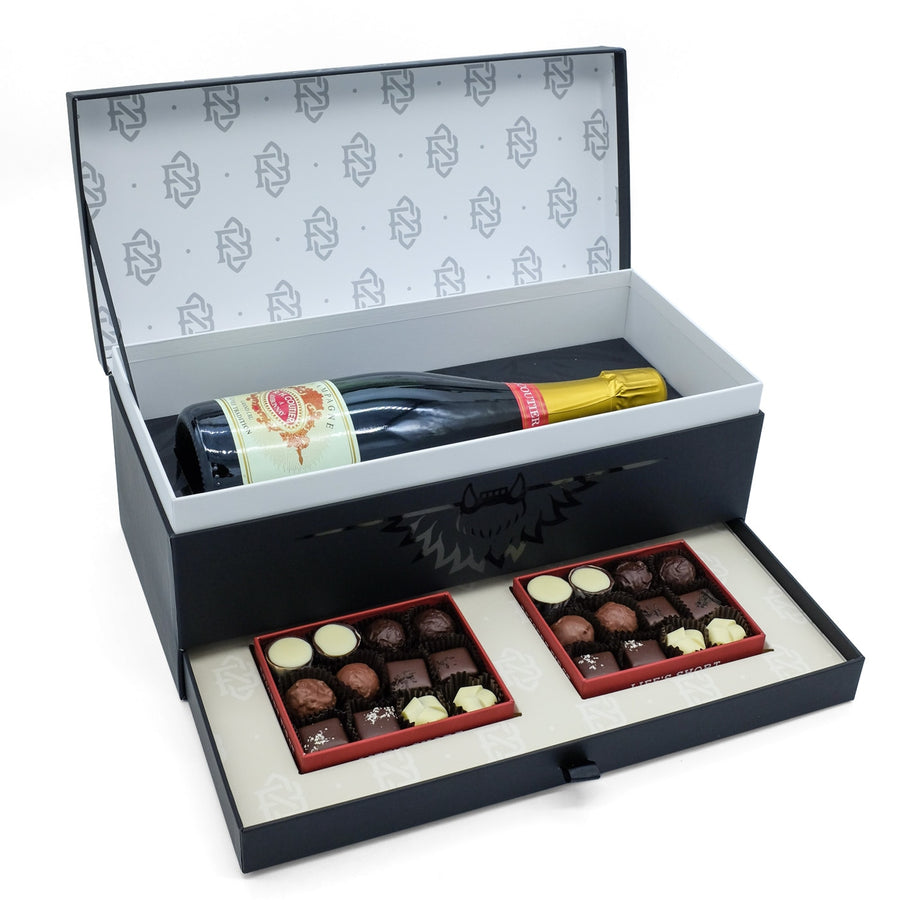 Locally Curated Seattle Gift Baskets & Gift Sets: Champagnes & Chocolates/Bite Society Champage and Chocolate Gift Box / Corporate Recogition Gift / Chocolate Gift Box / Champagne Gift Box